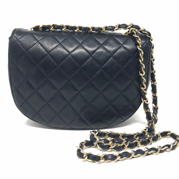 CHANEL Black Leather Half Moon Crossbody Bag - Picture 2 of 8